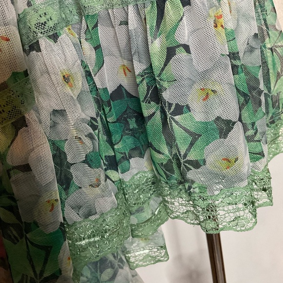 Lapis Green Floral Mesh Strapless Smocked 2 In 1 Midi Dress Size XLarge - Picture 7 of 8